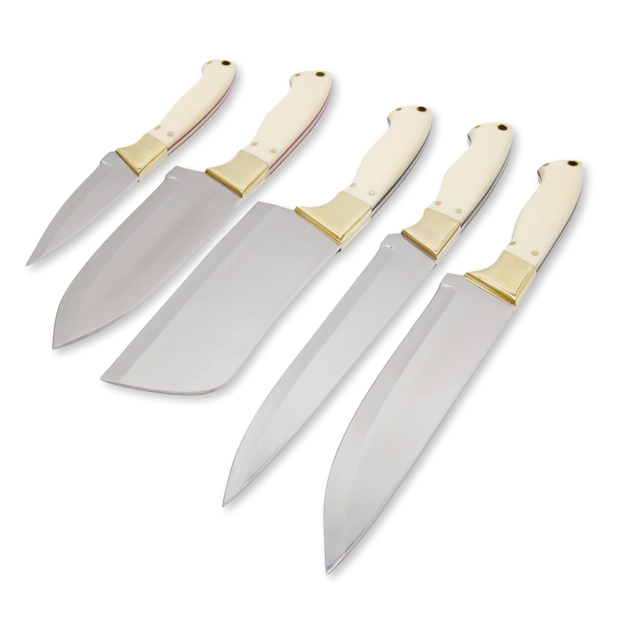 Chef Knife Set II, Stainless Steel, Handmade, with Genuine Leather Roll