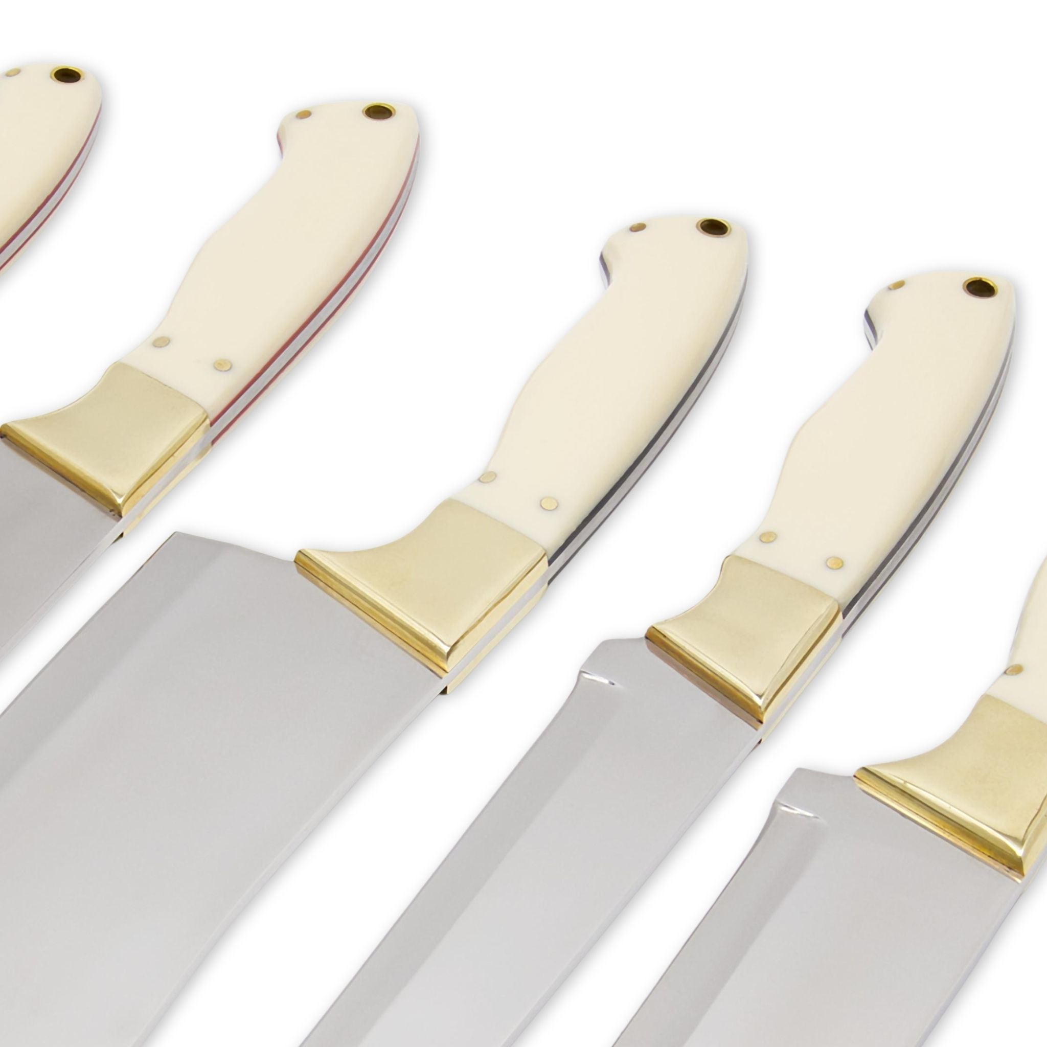 Chef Knife Set II, Stainless Steel, Handmade, with Genuine Leather Roll