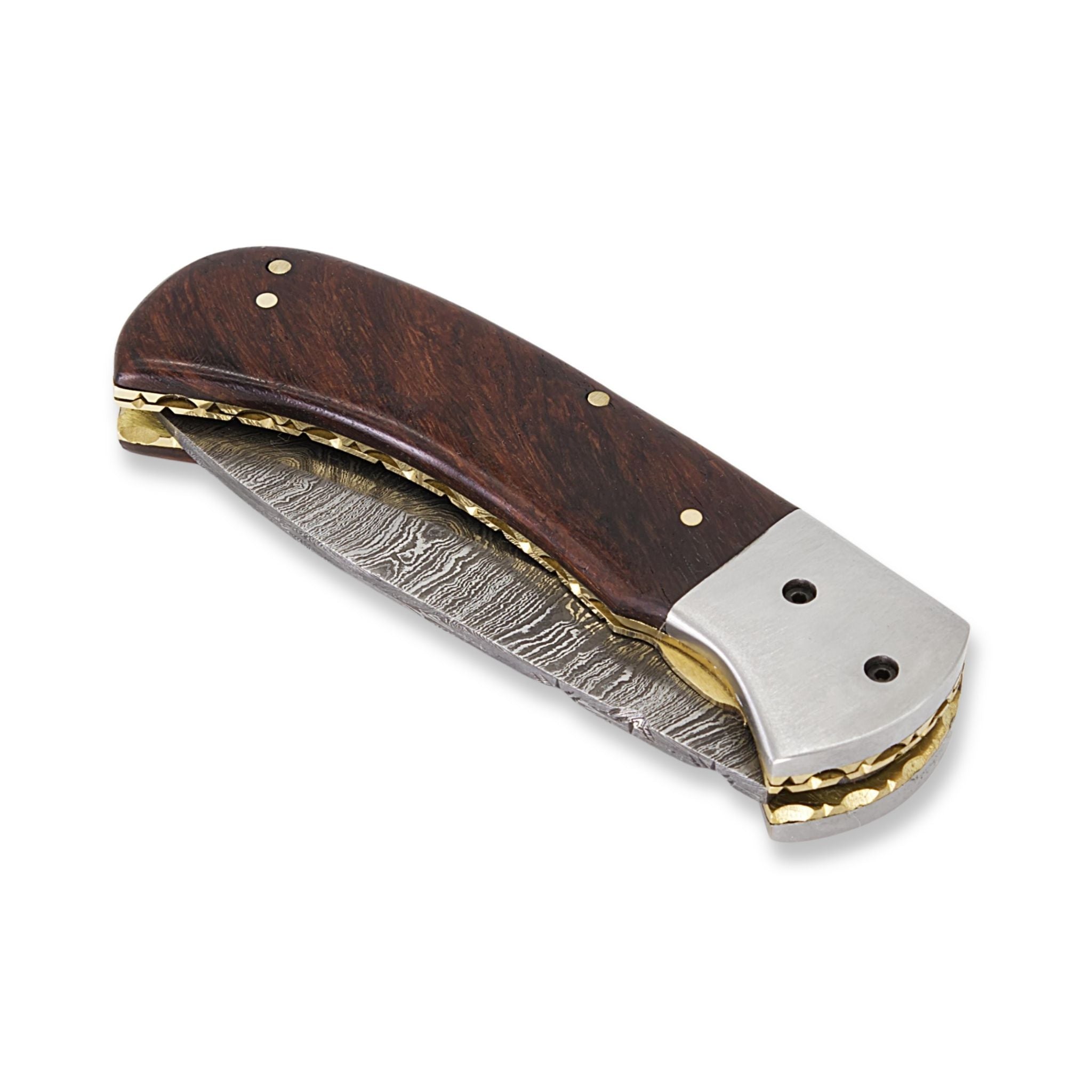 Trusty Fold II, Handmade Folding Knife, Damascus Steel Pocket Knife