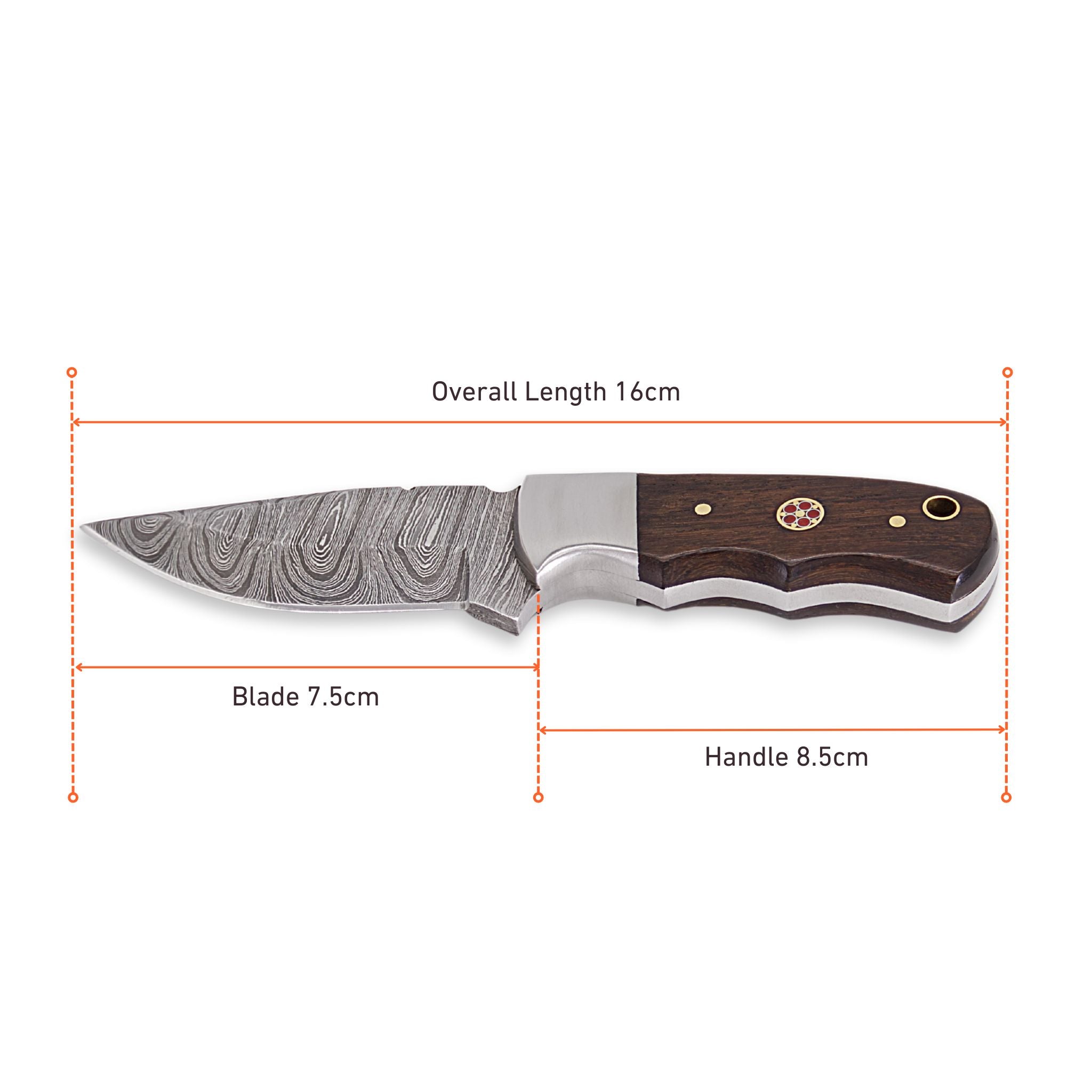 Brio Brisk I, Damascus Steel, Handmade Skinning Hunting Knife