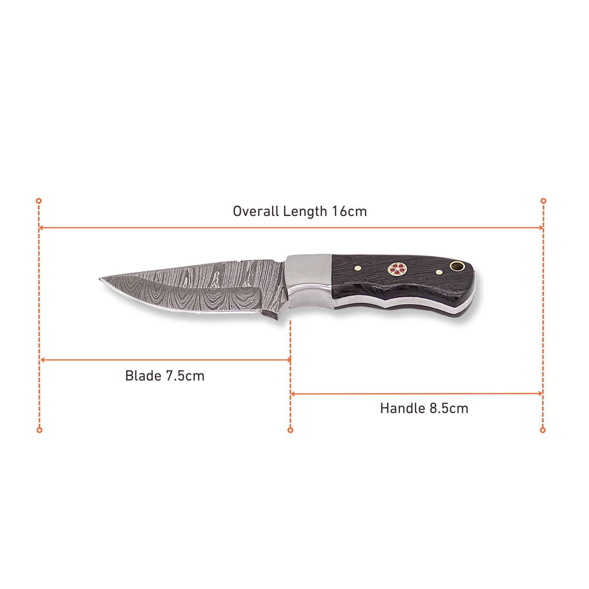 Brio Brisk II Handmade Skinner Knife Damascus Steel Blade Wenge Wood Handle
