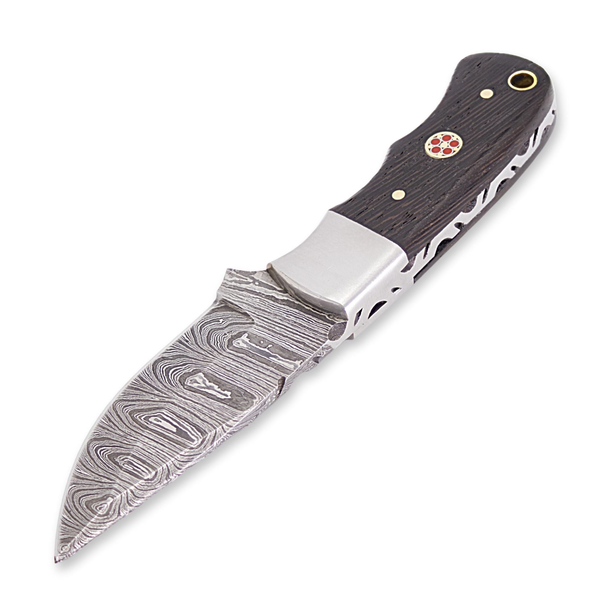 Brio Brisk II Handmade Skinner Knife Damascus Steel Blade Wenge Wood Handle