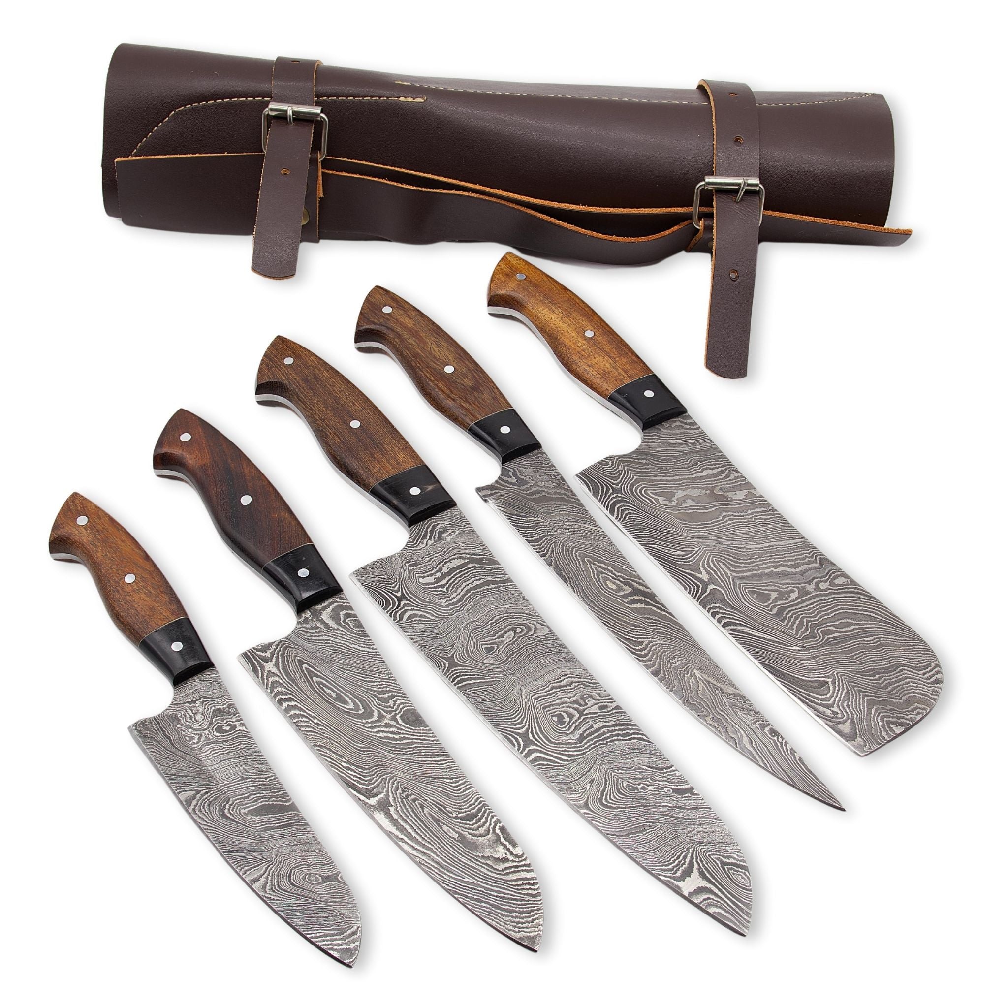 Chef Knife Set IV, Handmade, with Leather Roll