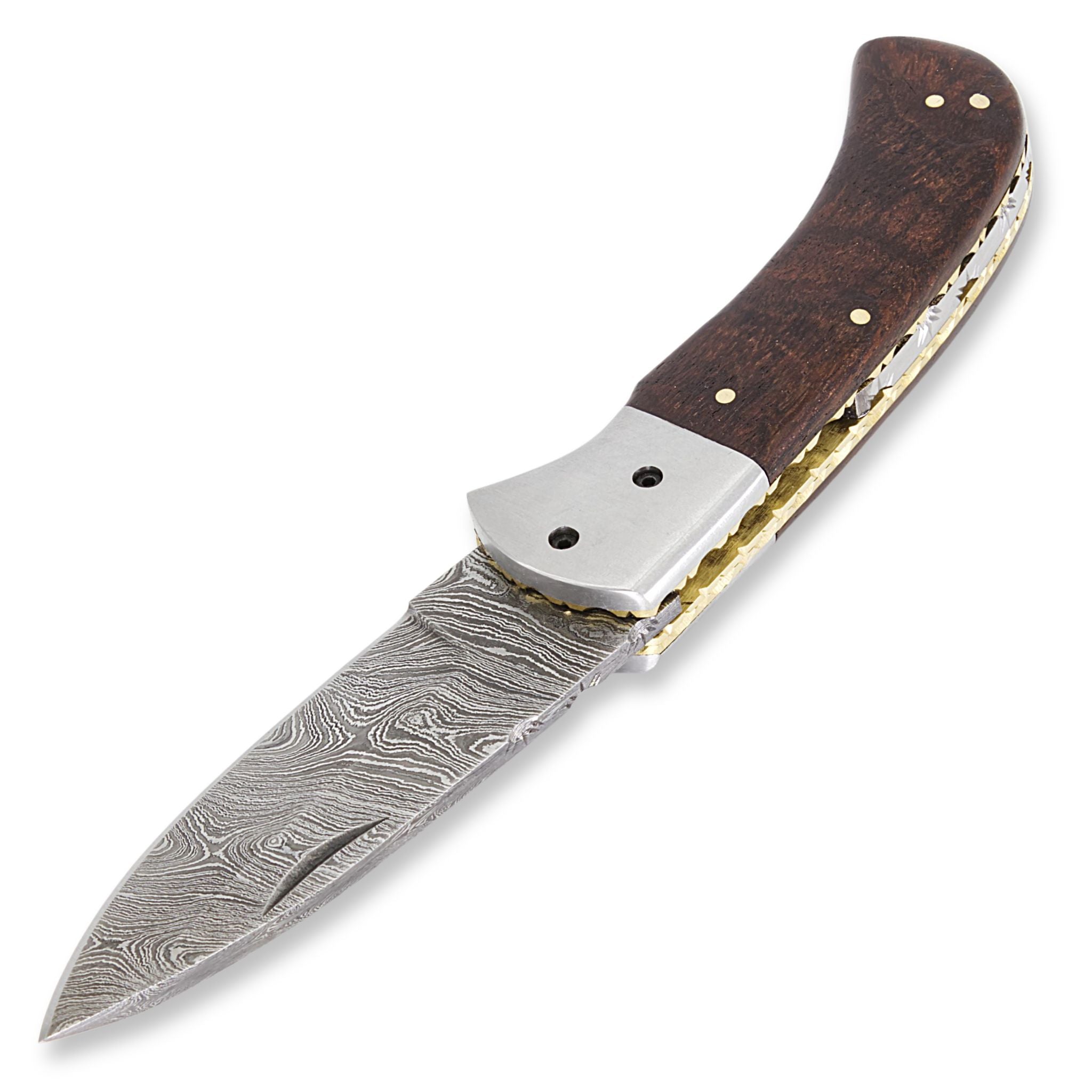 Trusty Fold II Handmade Folding Knife Damascus Steel Blade Rosewood Handle