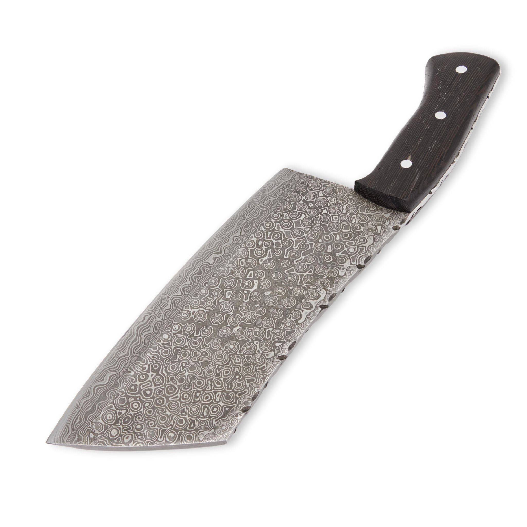 Max Mettle I Handmade Chef's Meat Cleaver Knife Full Tang Damascus Steel Blade Wenge Wood Handle