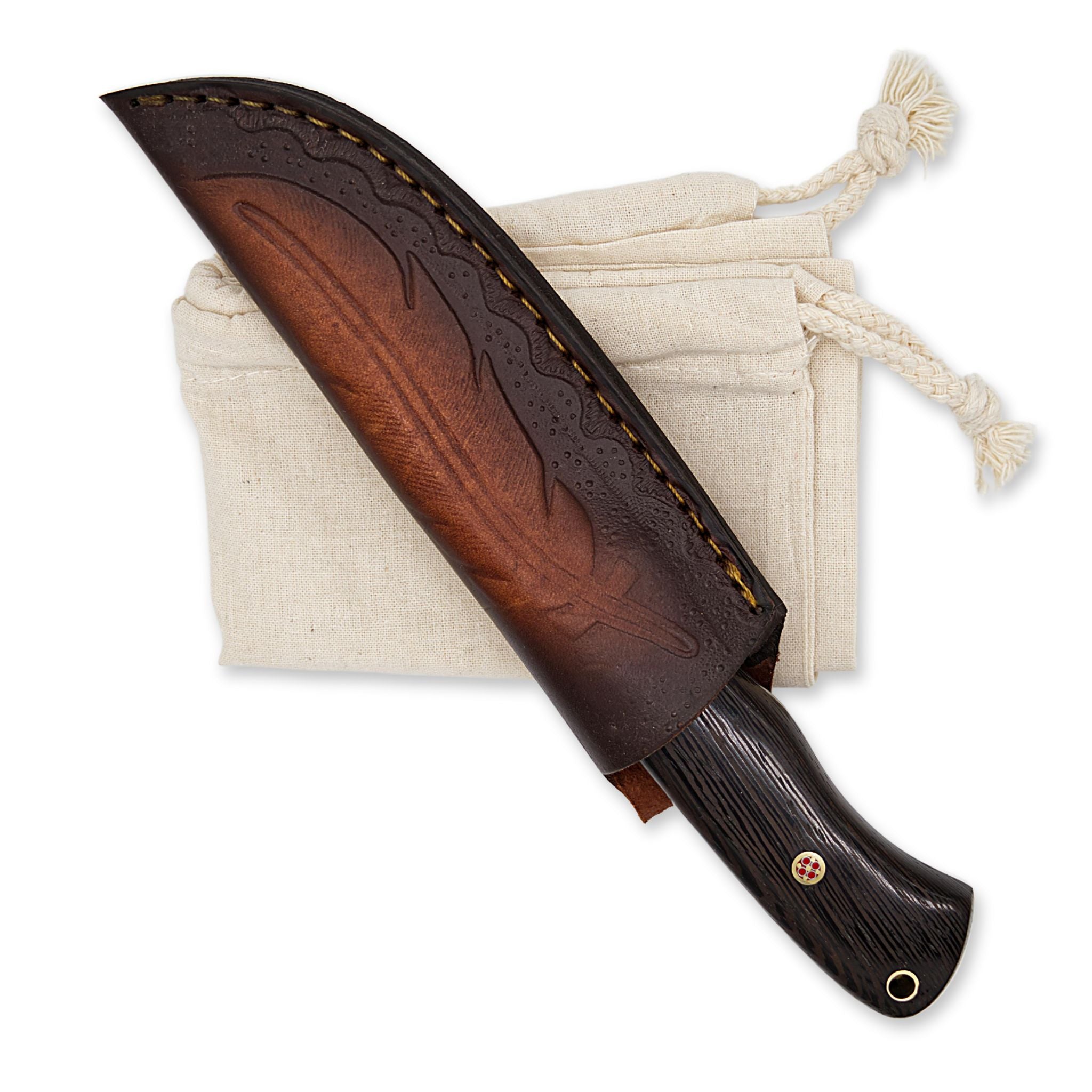 Outback Nomad I Handmade Hunting Knife Damascus Steel Blade Wenge Wood Handle