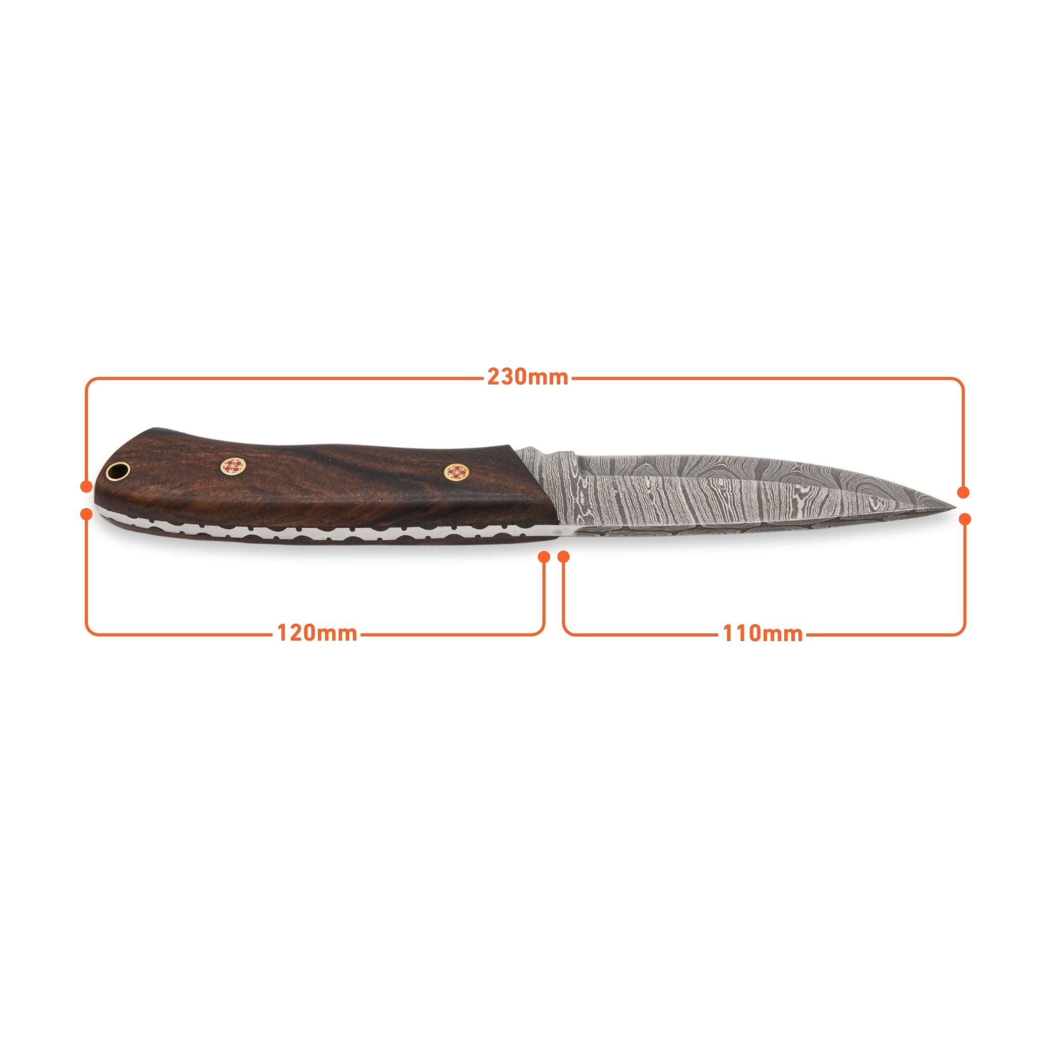 Outback Nomad II Handmade Hunting Knife Damascus Steel Blade Rosewood Handle