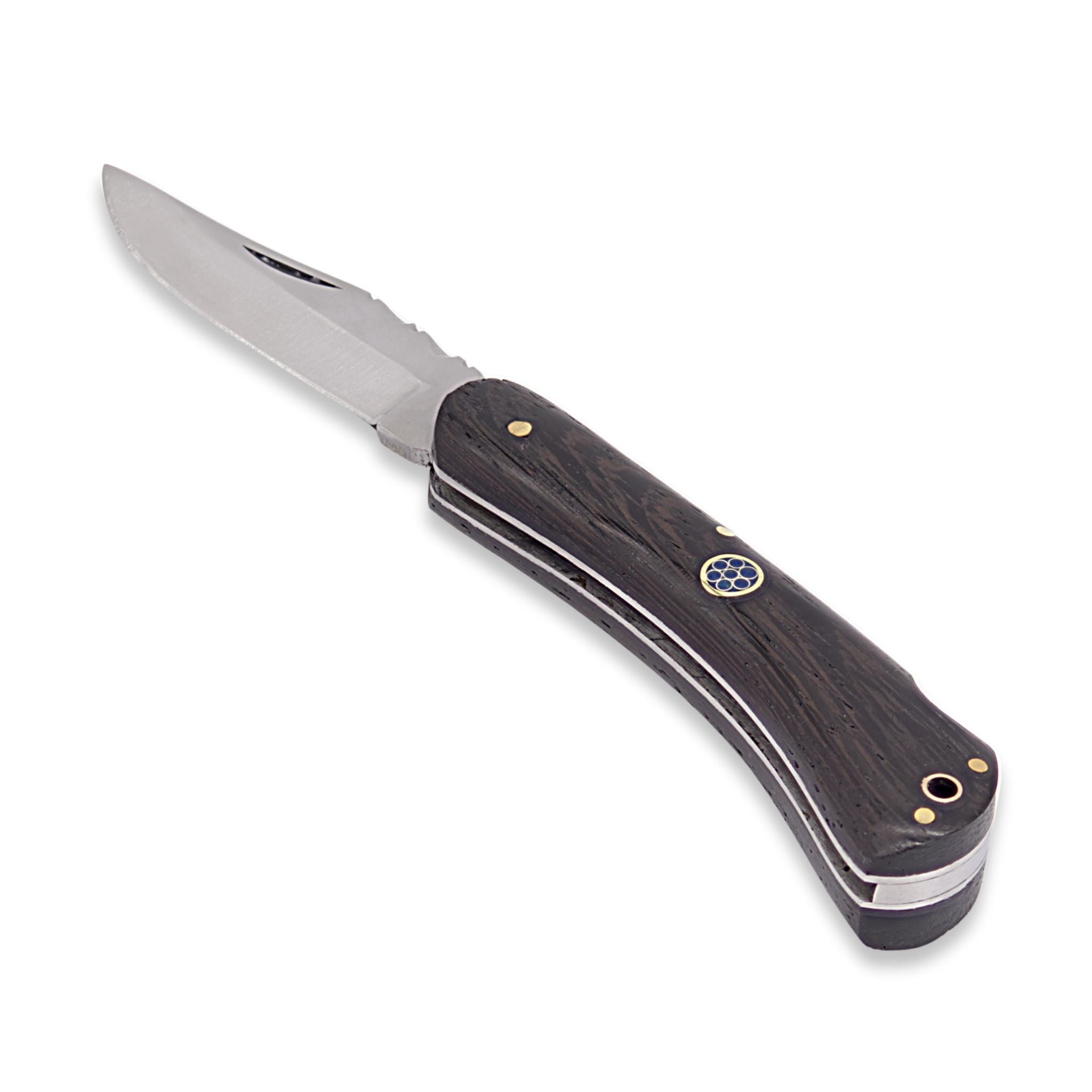 Gest Hawk II Handmade Pocket Knife Stainless Steel Folding Blade Wenge Wood Handle