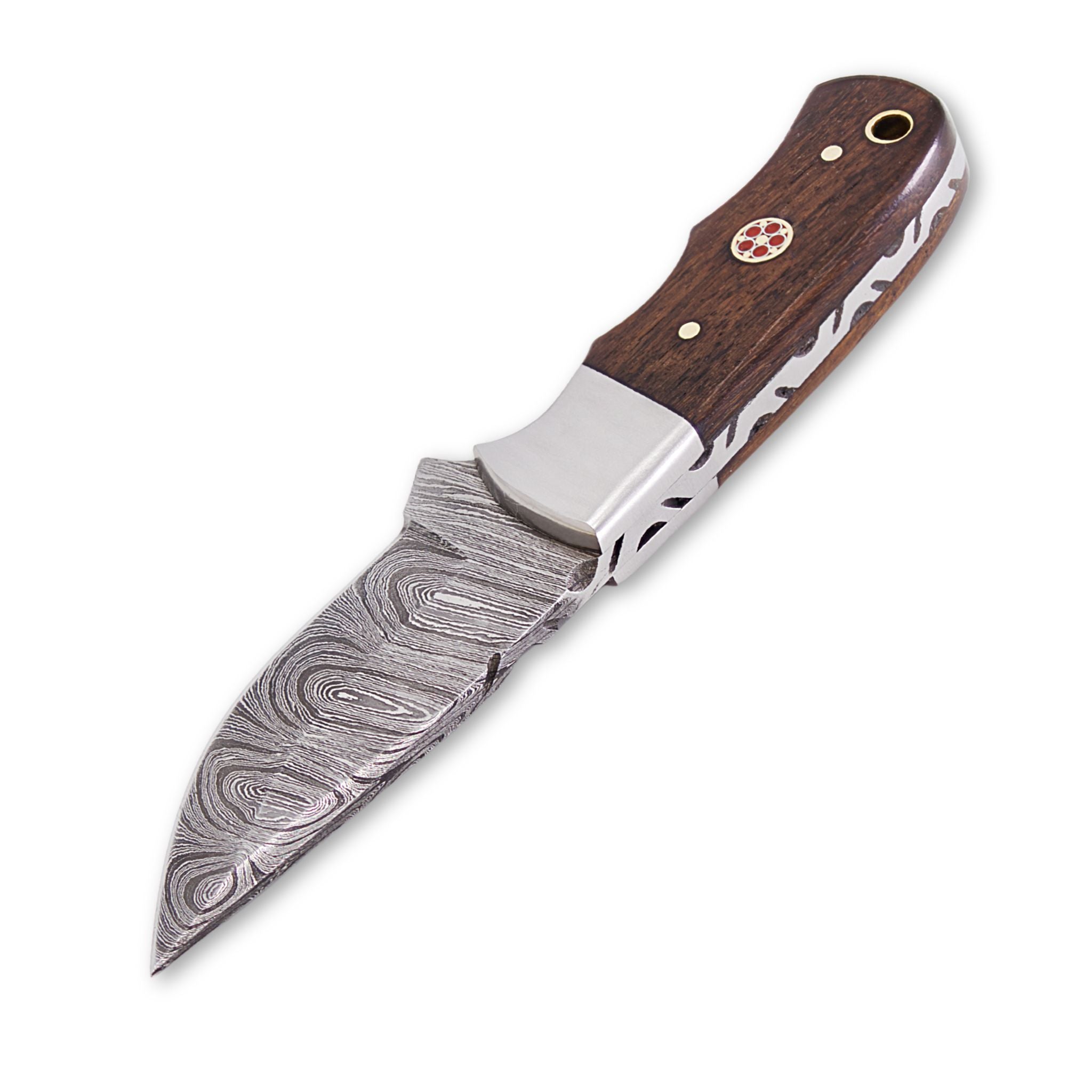 Brio Brisk I Handmade Skinner Knife Damascus Steel Blade Rosewood Handle