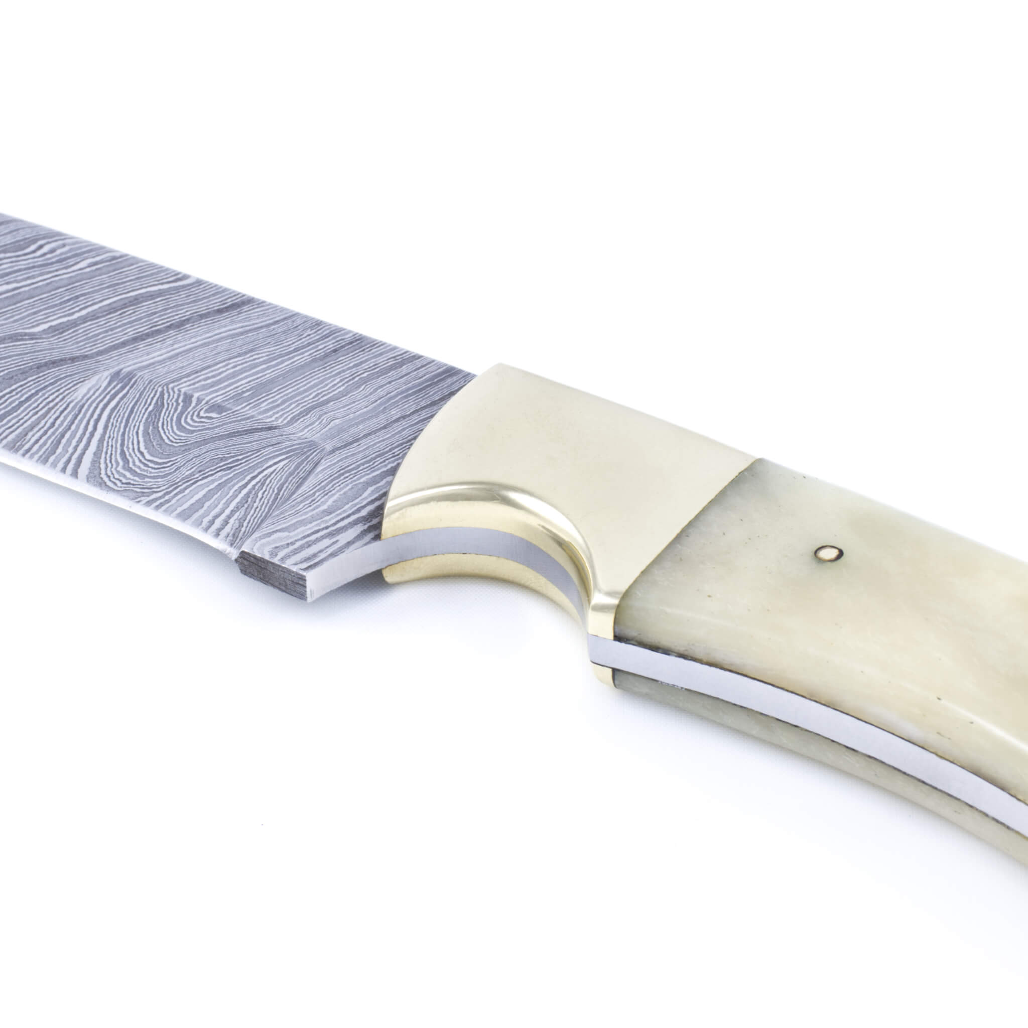 Gutsy Impact I Handmade Hunting Knife Damascus Steel Blade Camel Bone Handle