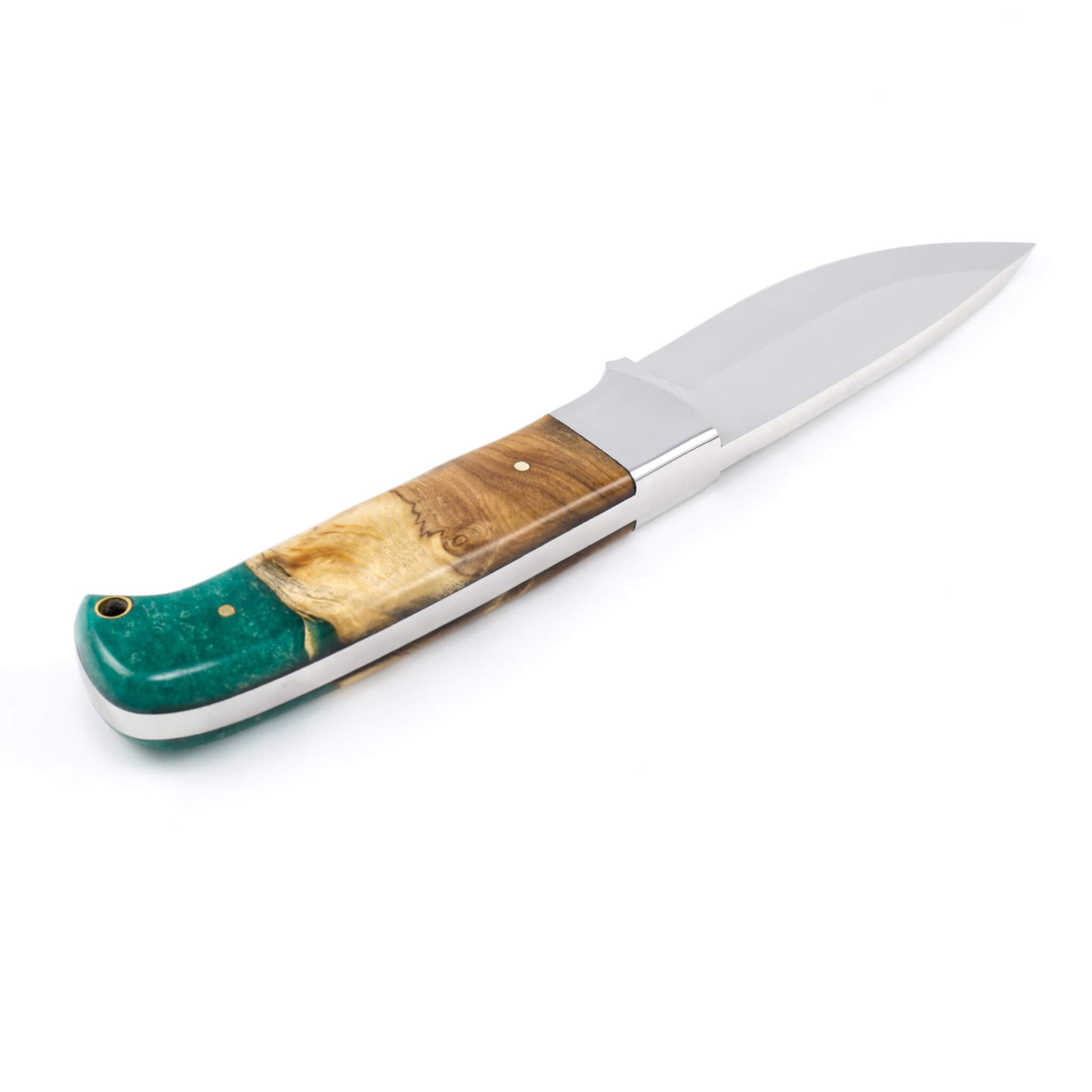 Moxie Momentum Handmade Hunting Knife Vacuum Tempered D2 Stainless Steel Full Tang Blade Olivewood and Resin Handle